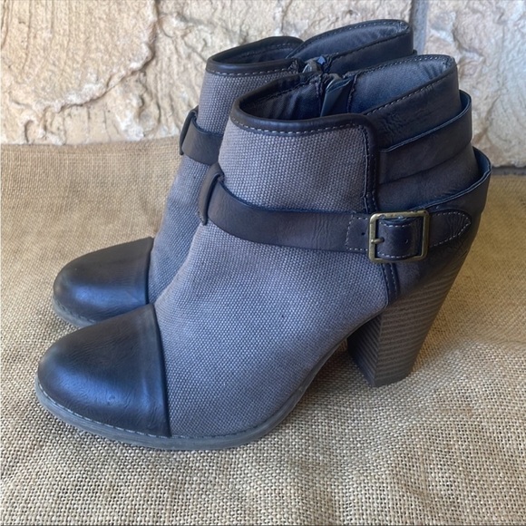 LC Lauren Conrad Farren Booties High Heel Brown Canvas Side Zip Size 7 - Picture 8 of 12
